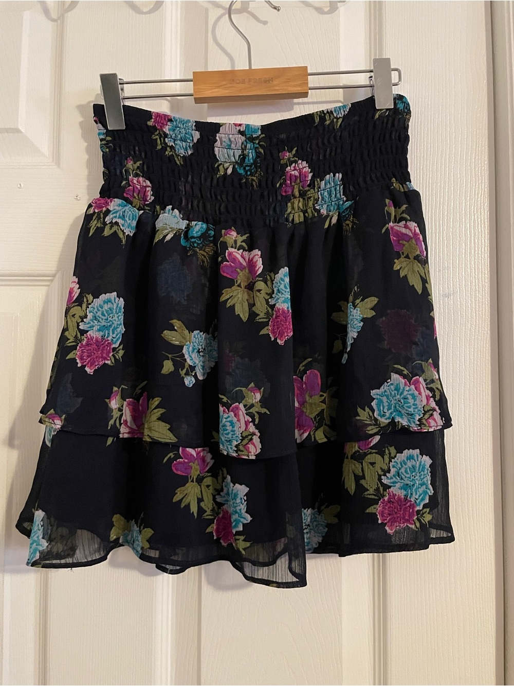 Garage Black Floral Tiered Mini Skirt
